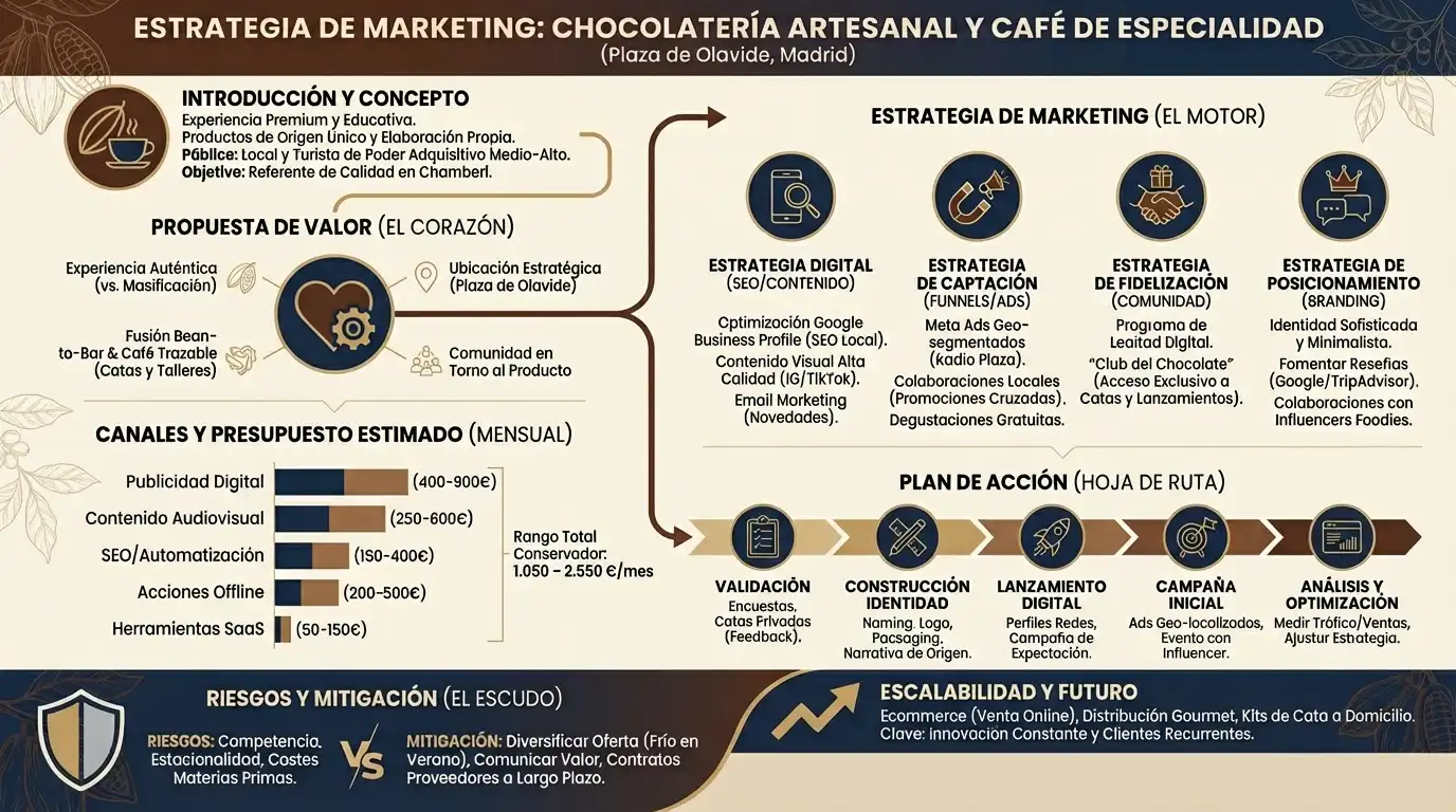 Chocolatería Artesanal y Café de Especialidad en la Plaza de Olavide, Madrid Estrategia de marketing digital para Chocolatería Artesanal y Café de Especialidad en la Plaza de Olavide, Madrid